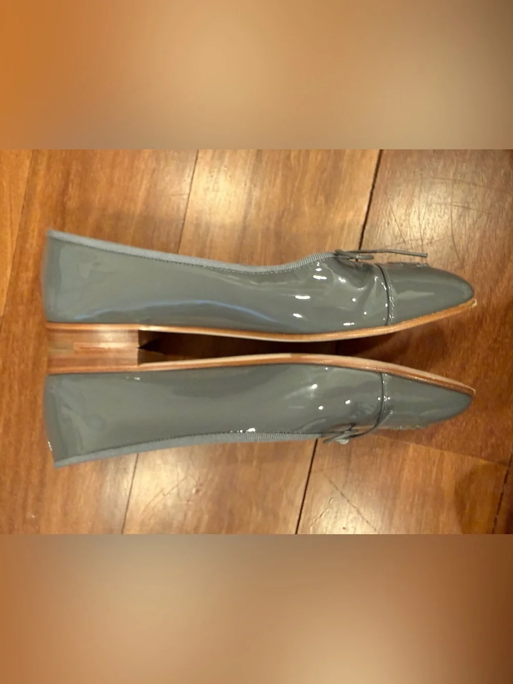 CHANEL Patent Calfskin Leather Ballerina ballet Flats Quilted Toe Authentic 38.5